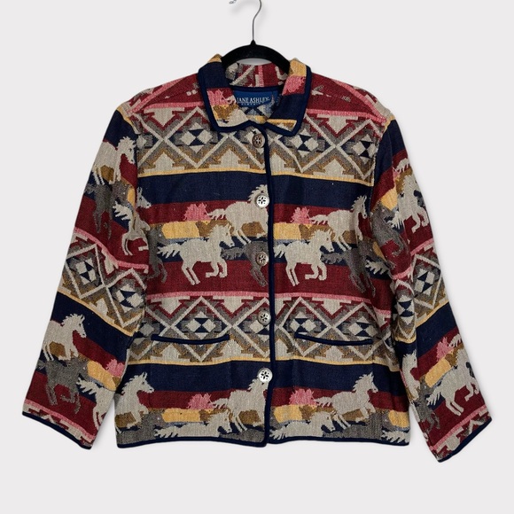 Jane Ashley Jackets & Blazers - Jane Ashley Western Tapestry Jacket Medium Horses Equestrian Blanket Ranch